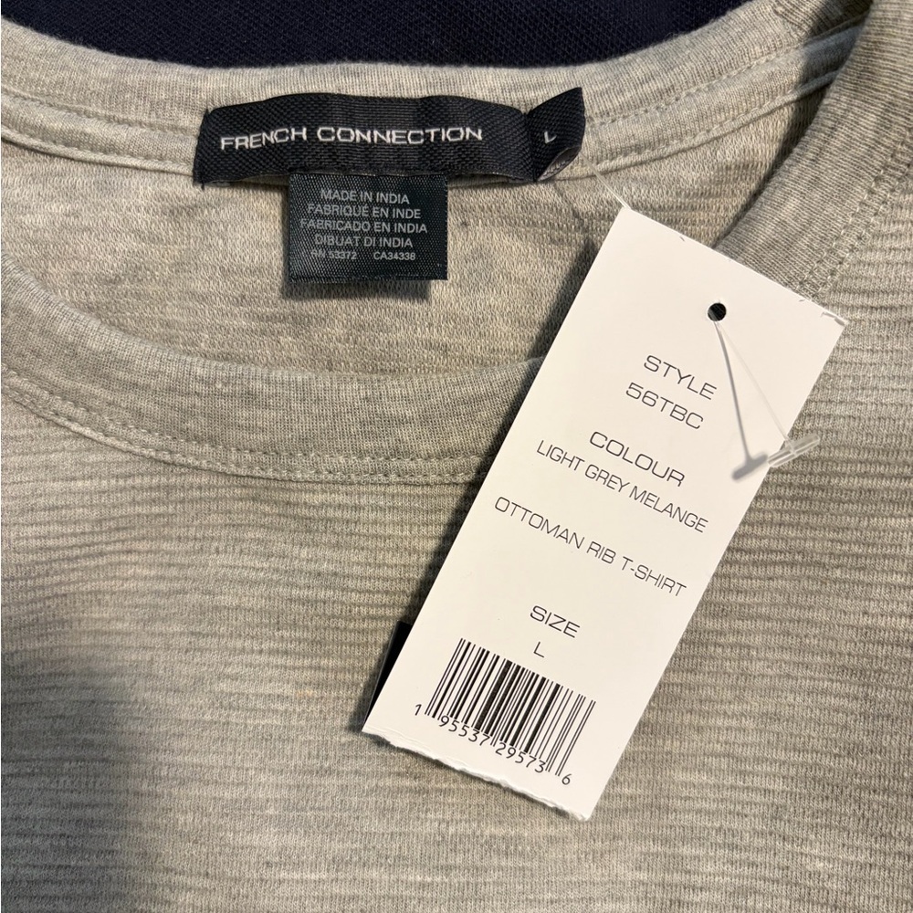 French Connection Mens Light Gray Short Sleeve Sweater Tee - Picture 2 of 2